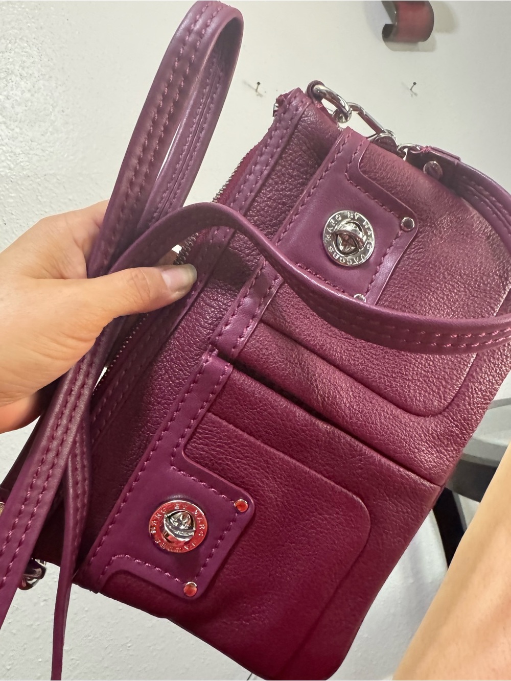 Marc by Marc Jacobs Turn Lock Percy Plum Pebbled Leather Crossbody